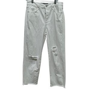 Veronica Beard Blake Straight Crop White Jean's Size 30 Button Fly Dust Marks
